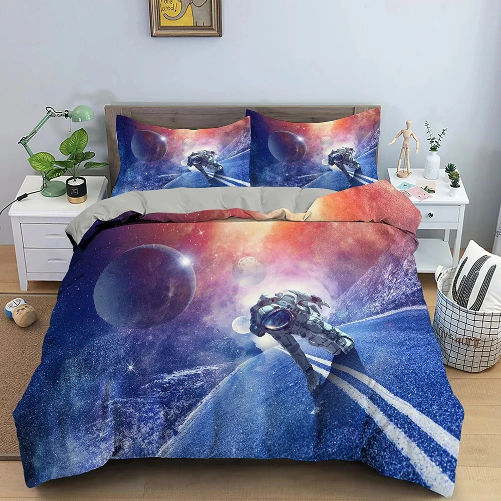 Spaceman Astronaut Bedding Set Boys Girls Twin Queen Size Duvet Cover Pillowcase Bed Kids Adult Fashion Home Textileextile