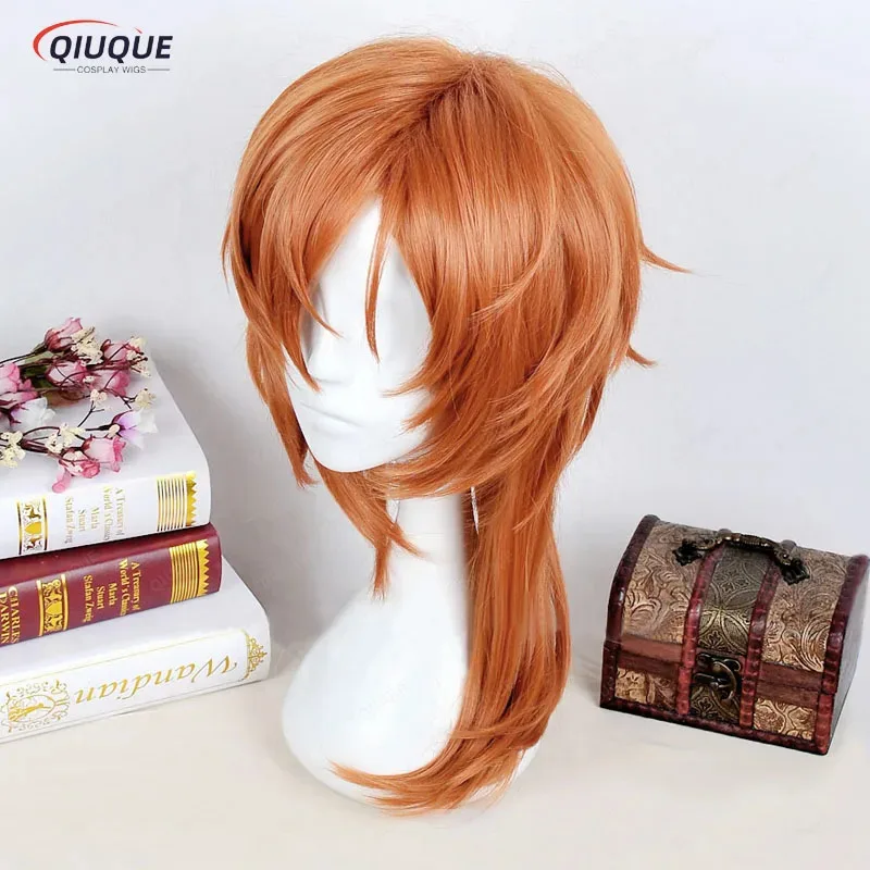 

20151123 Chuya Nakahara Chuuya Короткие вьющиеся коричневые оранжевые парики Термостойкие волосы Косплей Костюм + Кепка для парика Freen