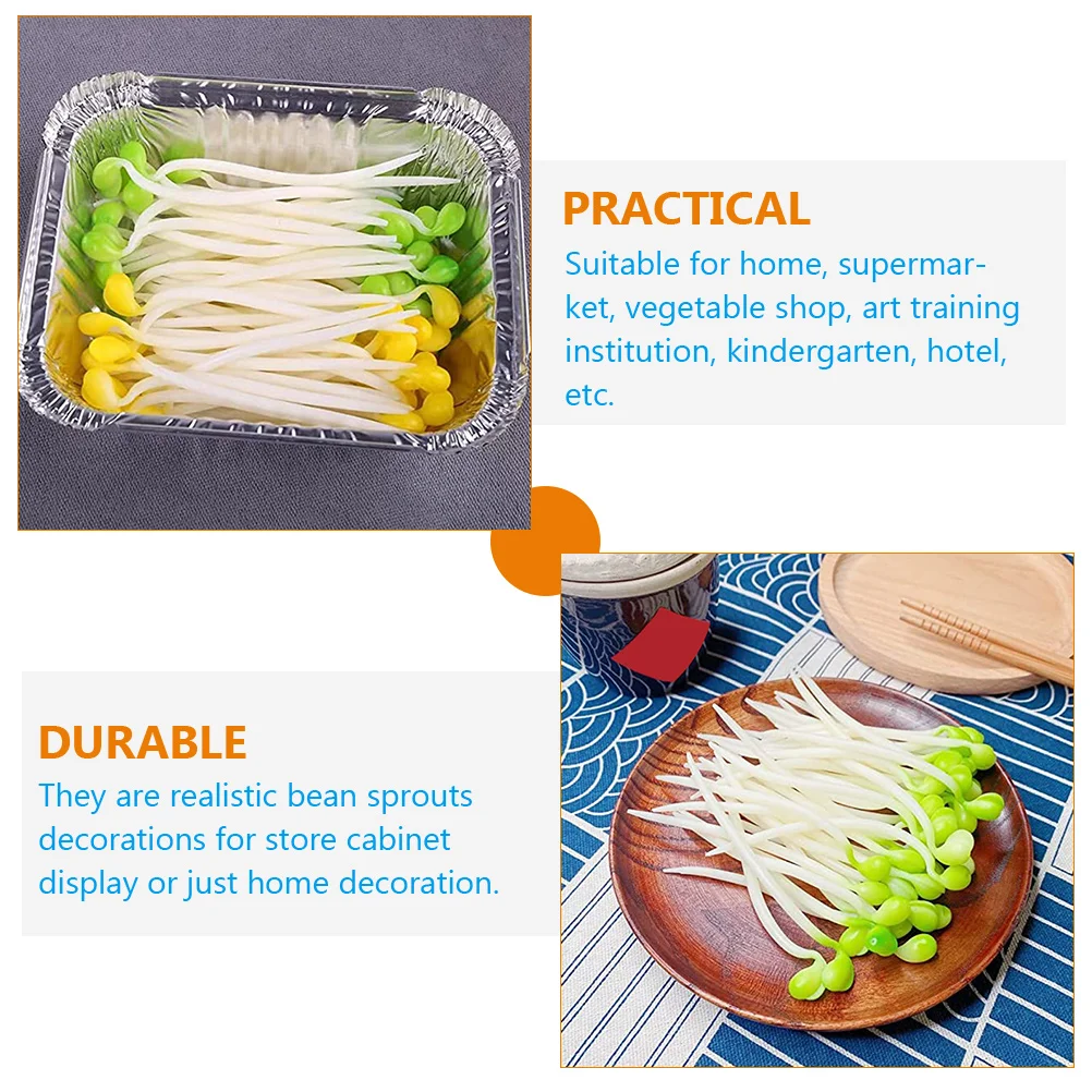 

50pcs Artificial Bean Sprouts Realistic Plastic Decorations Home Kitchen Garden Supermarket Vegetable Shop Display Props Rustic