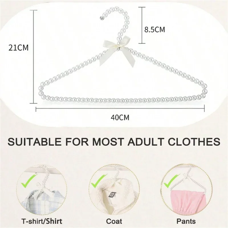 1/2/5/10ps artificial pearl bead bow hanger 40cm pearl dress long pants adult clothing hanger princess cape wedding dress hanger