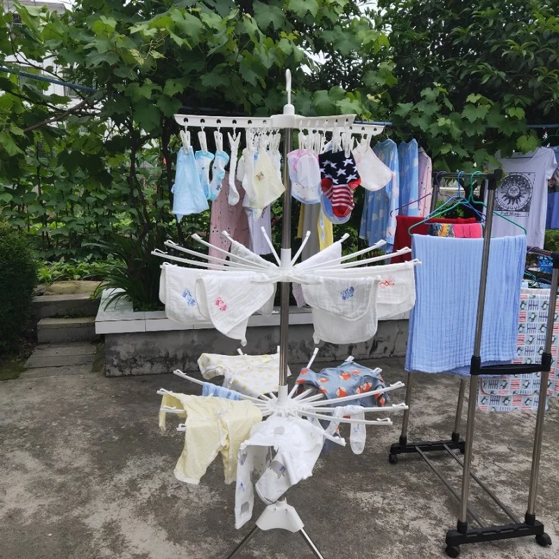 

Stainless Steel Baby Clothes Drying Rack Free Standing Balcony Children Towel Holder Rotating Diaper Rack No Brand LH-033