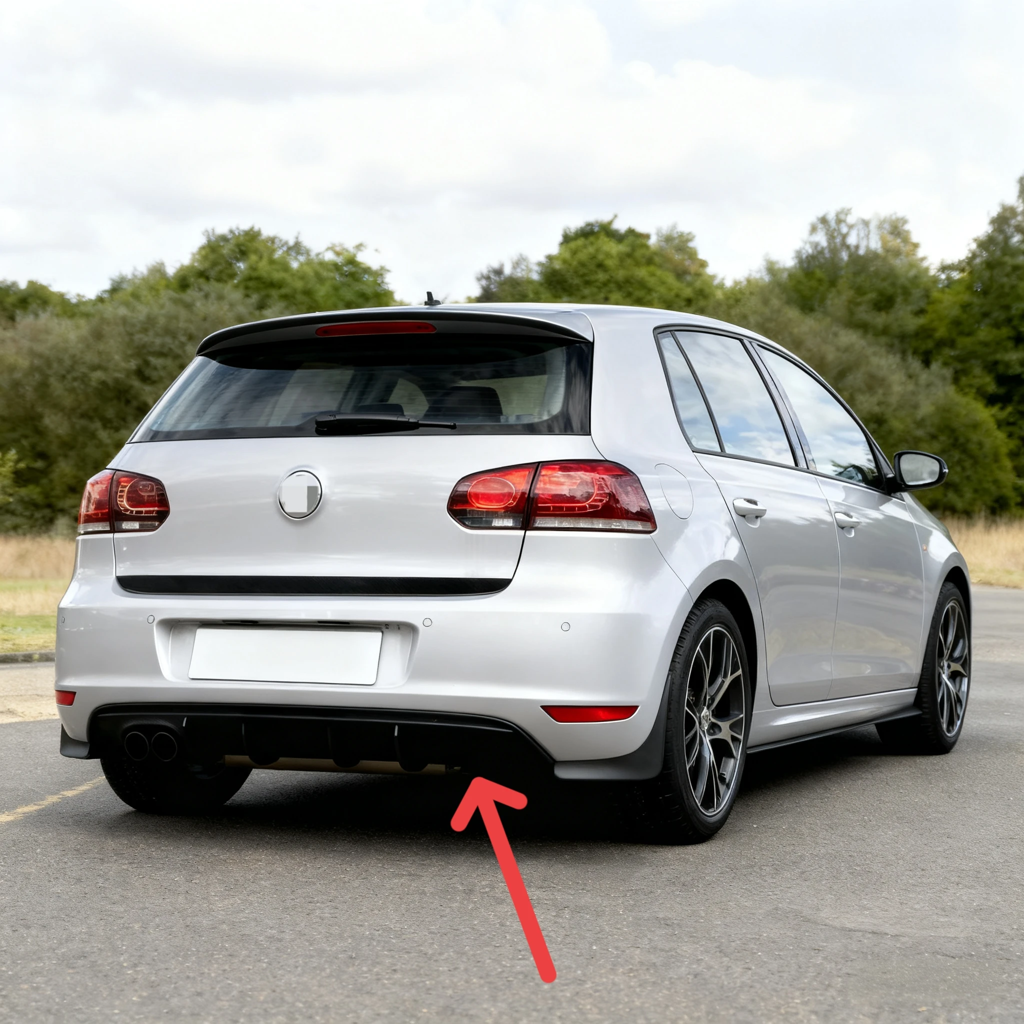 Diffuser Spoiler Splitter Bumper Belakang Mobil 4 Sirip untuk VW Golf 6 MK6 Standard TDI TSI 2008-2013, ABS Gloss Black Bodykit Tuning