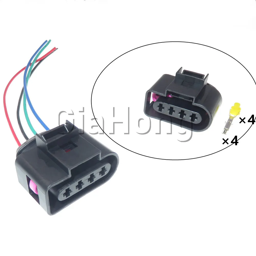 1 Conjunto de 4 Vias 4B0973724 4B0 973 724 Conector Automotivo à Prova d'Água para Montagem AC, Chicote de Cabos da Bobina de Ignição com Pinos para VW