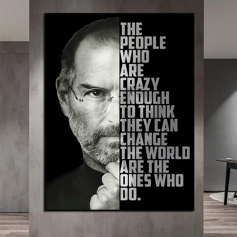 

Famous Steve Jobs Portrait Motivational Quote Canvas Paintings Posters Pictures on the Wall Art for Living Room Home Decor