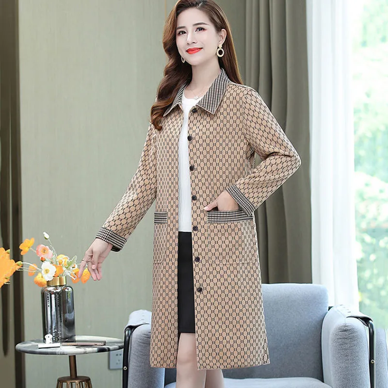 

Women's Long Trench Coat, Female Overcoat, Double-Sided, Wearable, Windbreaker, Jacket, Fashion, Middle-Aged Women's Casual Coat