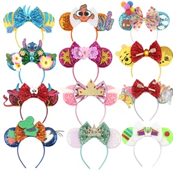 Disney Mickey Mouse Oren Hoofdband Festival Party Pailletten Boog Haarband Vrouwen Meisjes Kids Party Haaraccessoires Cadeau
