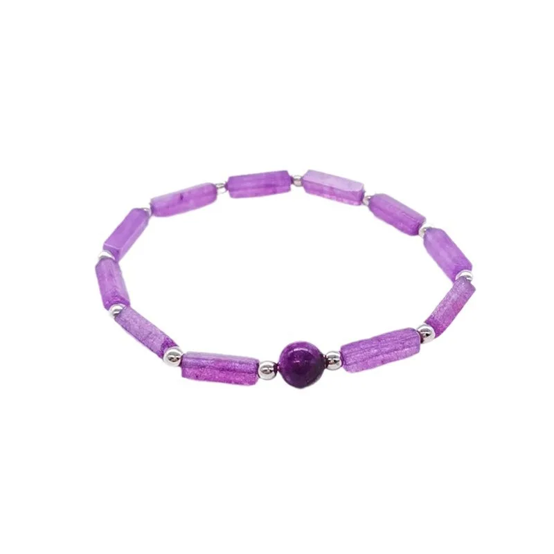 New natural amethyst square bead bracelet women's simple fashion charm bracelet