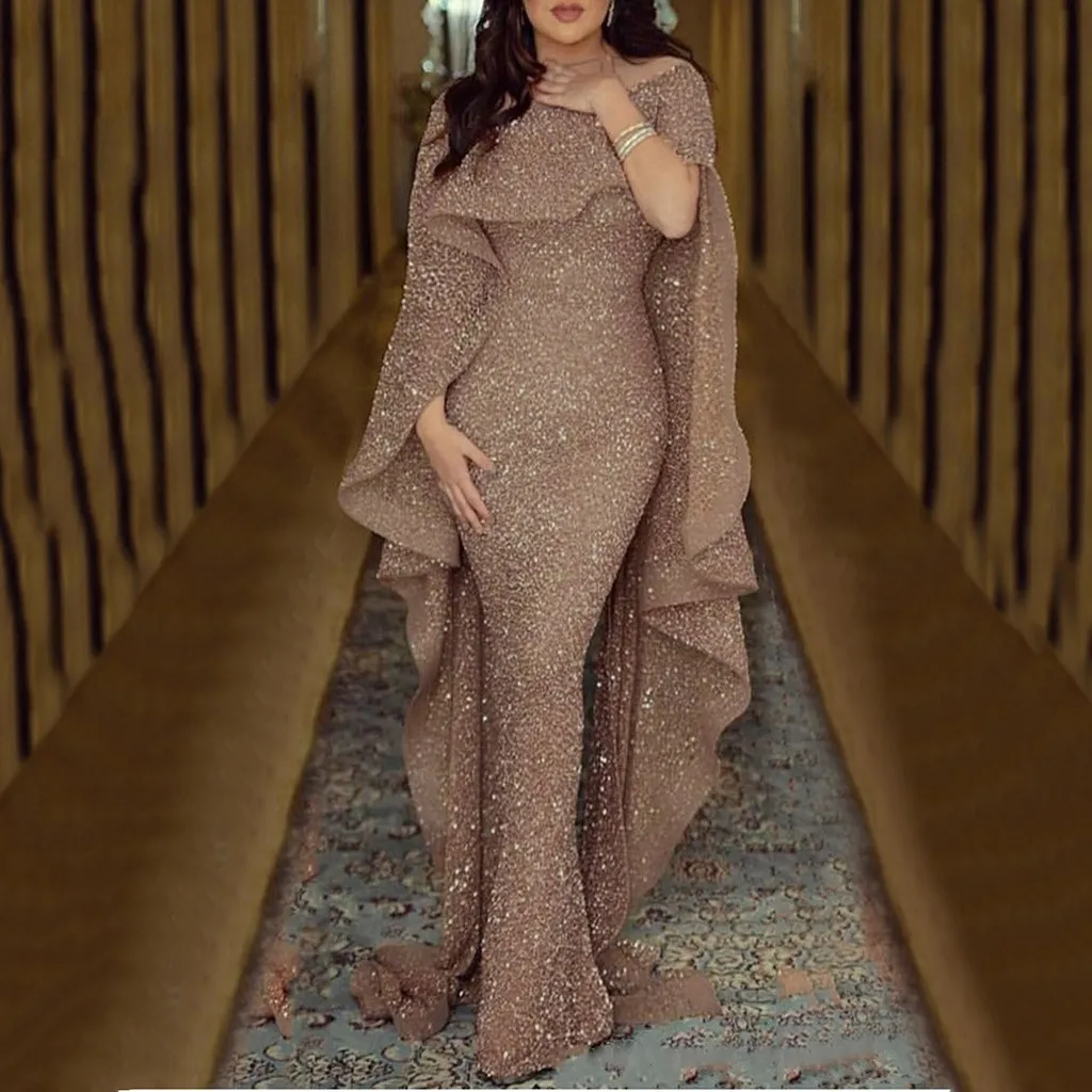 Damska suknia wieczorowa elegancka damska moda Maxi sukienka z płaszczem z krótkim rękawem Sling cekinowy Bodycon sukienki Vestidos XL