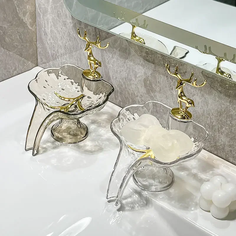 Light luxury Deer soap box toilet drain Household bathroom drain shelf soap dish