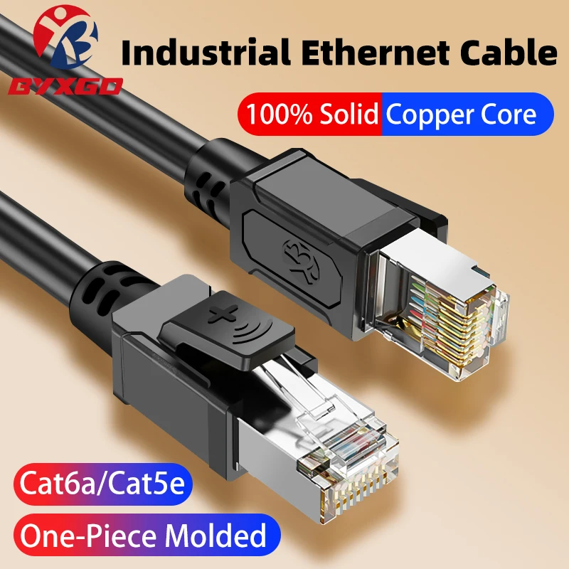 BYXGD Cat6a Industrial Ethernet Cable SFTP RJ45 Shielded Drag Chain 26AWG OFC Gold Plated for Robot Camera PLC Machine Vision