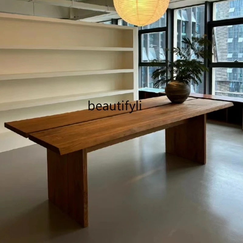 

Nordic Solid Wood Large Board Table Workbench Log Desk Modern Minimalist Table Household Dining Table