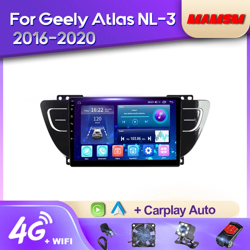 

MAMSM Android 12 2K Car Radio For Geely Atlas NL-3 2016-2020 Video Multimedia Bluetooth Player Navigation 4G GPS Carplay stereo