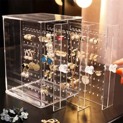 Jewelry Storage Box Acrylic Earring Holder Necklace Display Stand Clear Transparent Classification Easy To Access Easy Access