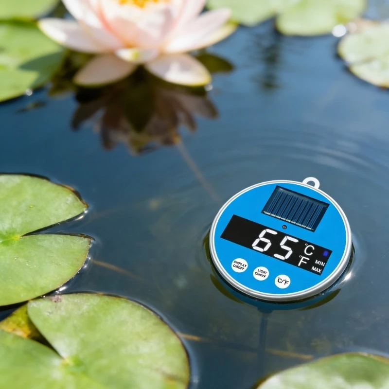 New Solar Thermometer Cross-border Outdoor Swimming Pool Light  Floating Water Thermometer Outdoor Floating Temperature Tester