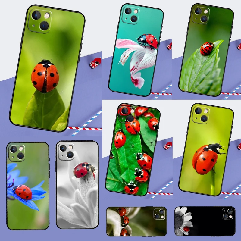 Seven-Star Ladybug Phone Case For iPhone 16 15 14 11 12 13 Pro Max Mini X XR XS Max 7 8 Plus Cover Coque