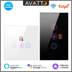 AVATTO Tuya Smart Wifi Fan Light Boiler Switch scaldabagno Standard Touch 3 in 1 Switch Smart Life APP per Alexa Google Home