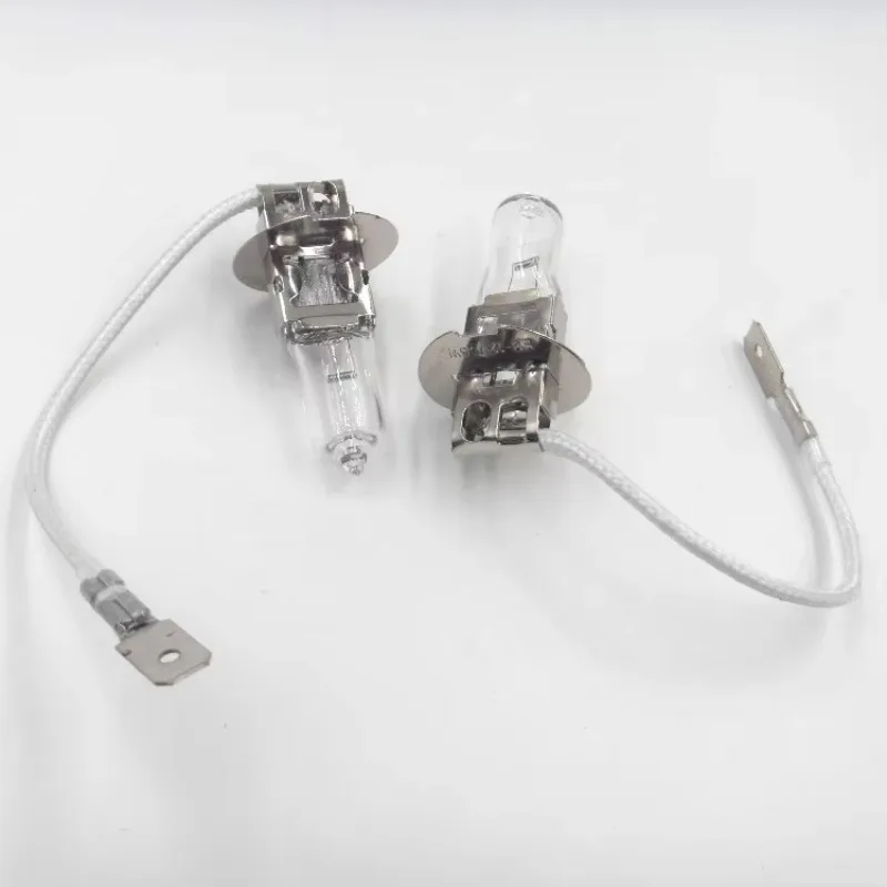 5pcs H3 Halogen Bulb with Cable, 12V 55W / 24V 100W Work Light for Excavator Forklift Loader, Construction Vehicle Headlight