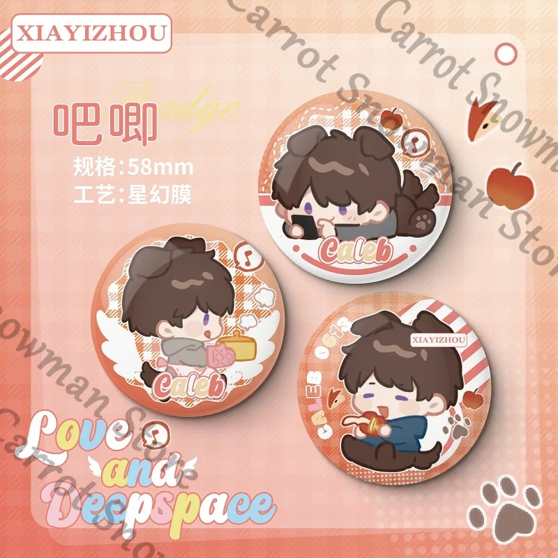 Broche con insignia de Caleb de amor y espacio profundo de Anime, álbum de tarjetas de papel fotográfico, colgante acrílico, emblema, decoración de dibujos animados, regalo de Cosplay