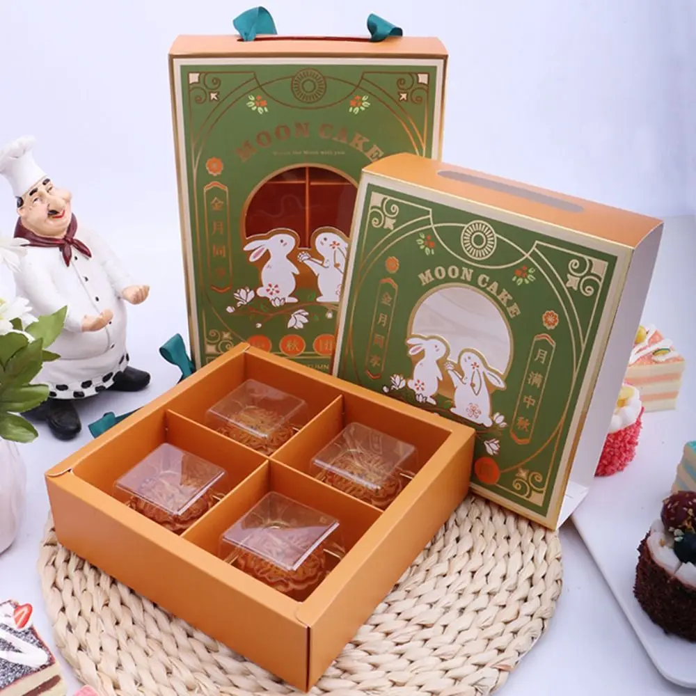 Multipurpose Bronzing Process Mooncake Packaging Boxes DIY Handmade Dessert Gift Box White Card Egg Yolk Crisp