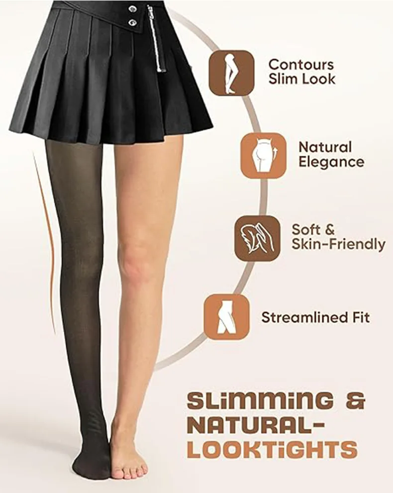 Fleece Lined Shaping Thermal Tights High Waist Tummy Control Butt Lifting Slim Warm Black Sheer Pantyhose Cold Weather Hosiery
