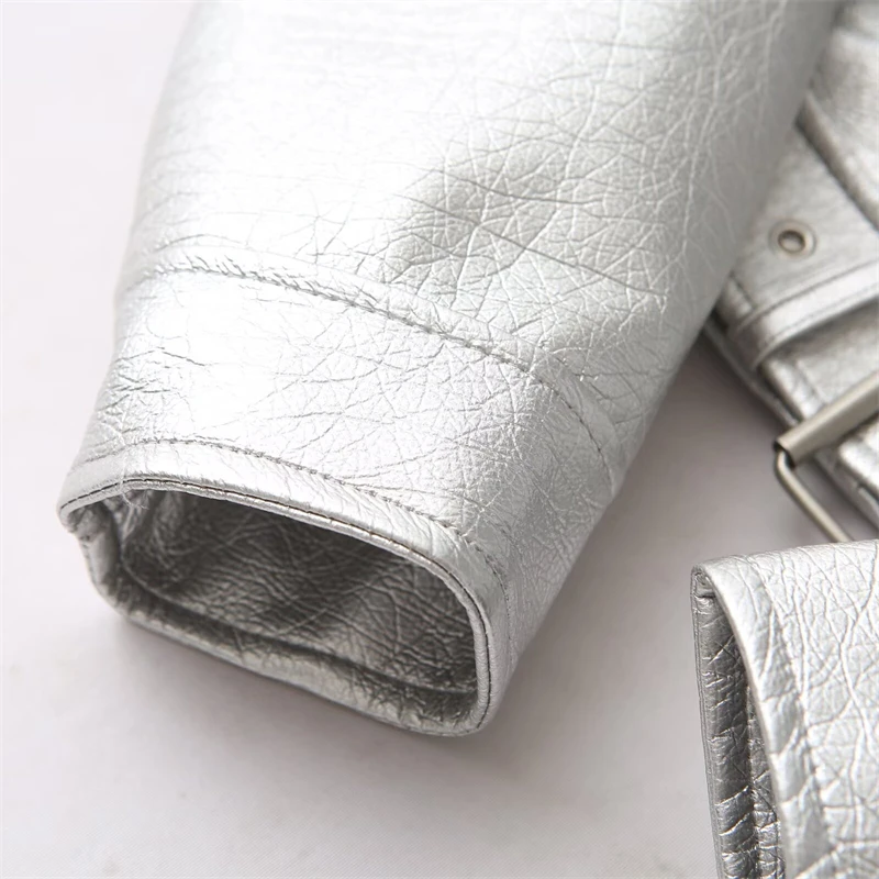 KEYANKETIAN 2025 Autumn New Women's With Belt Decoration Artificial leather Jacket Street style Asymmetrical Zipper Blazer Top