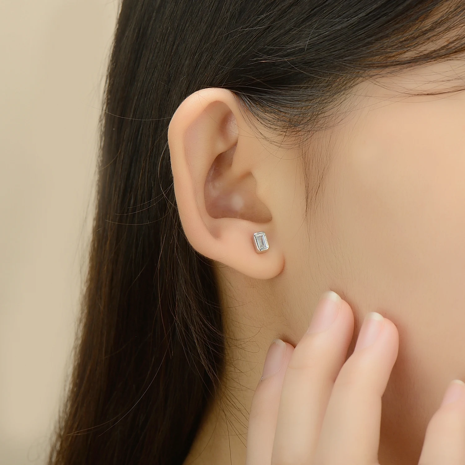 Modian Exquisite 925 Sterling Silver Emerald Cut AAAAA Zirconia Stud Earrings For Women Wedding Statement Fine Jewelry Brincos