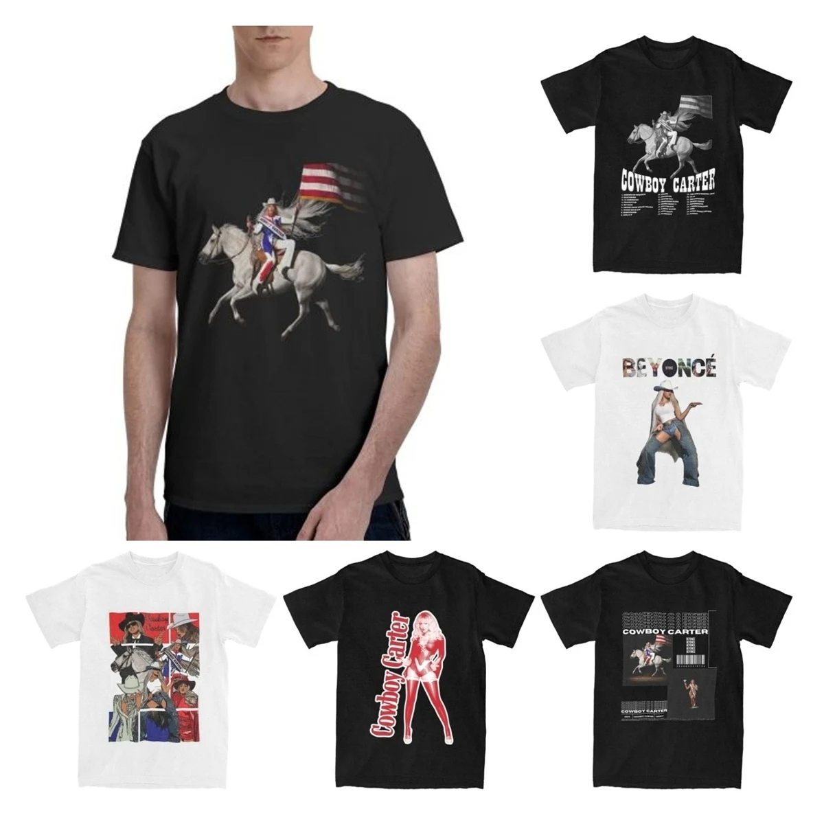 

Men Women Shirt Cowboy Carter Beyonce New Album Accessories Novelty 100% Cotton Short Sleeve Tour T Shirts Crew Neck Clothes