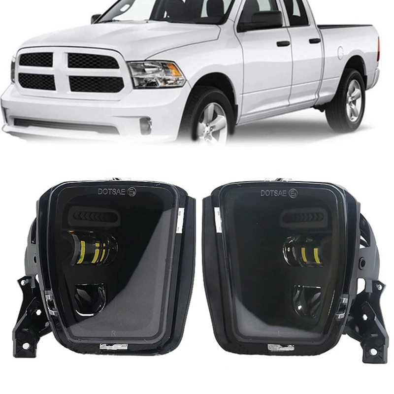 For Dodge Ram 1500 2013-2018 LED Fog Lights White DRL Bumper Driving Lamps Waterproof Car Accessories 12V