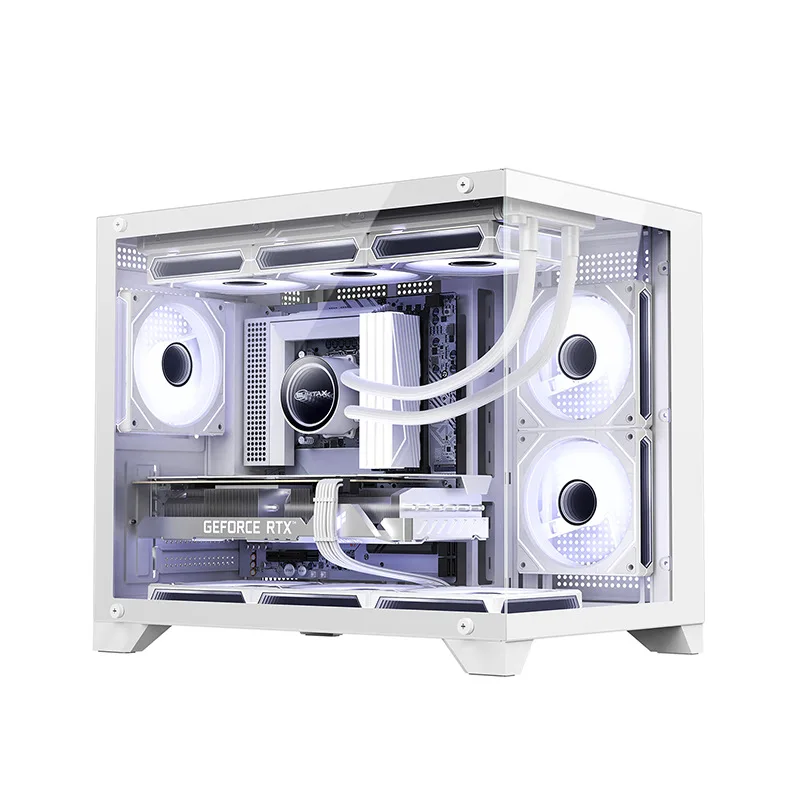Sea View Room 360 Water-cooled Computer Chassis, Desktop Panoramic Side-through Game E-sports M-ATX Water-cooled Machine