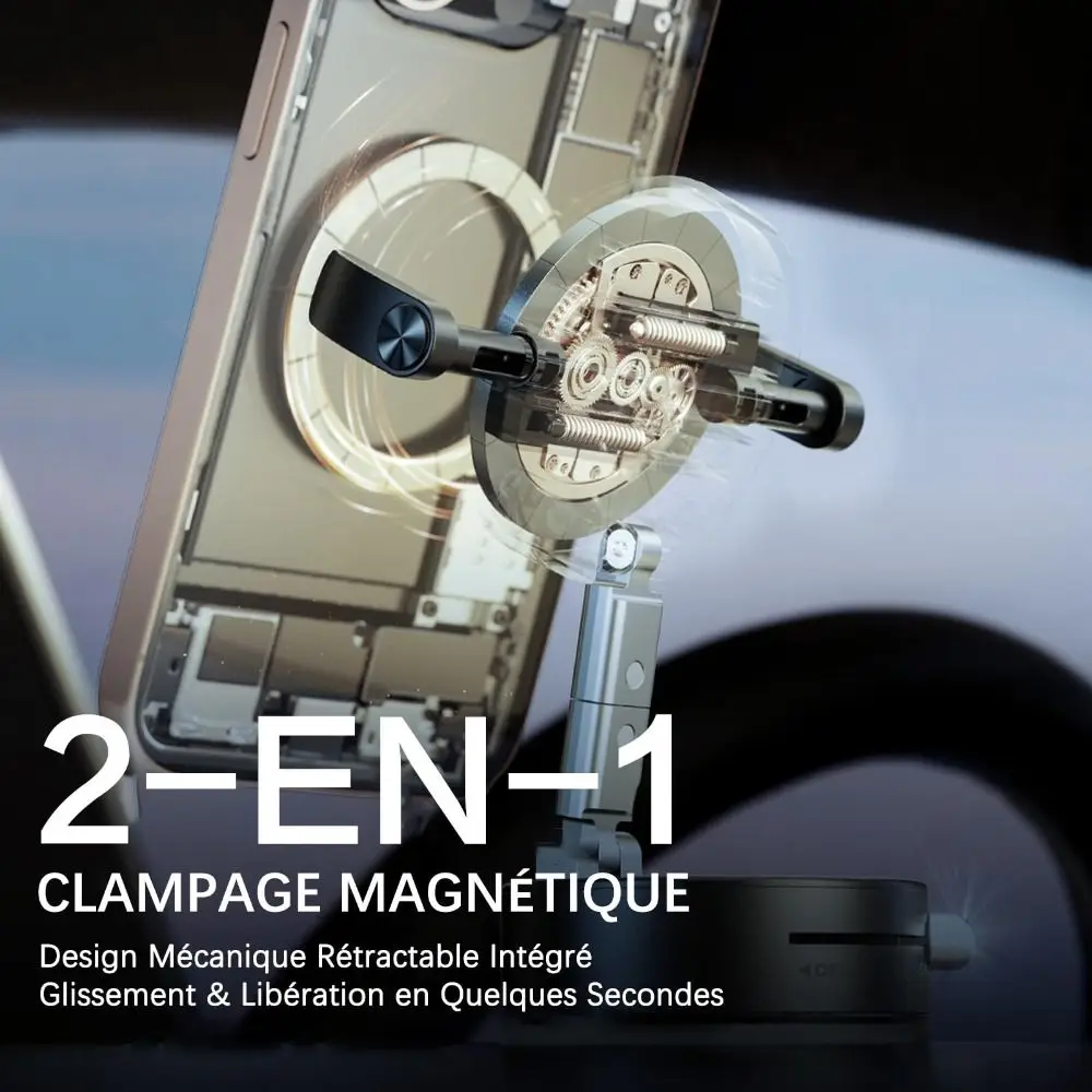 

Suction Cup Magnetic Phone Holder with Stretchable Clamp Rotation Car Navigation Bracket Adjustable Foldable Adsorption Bracket