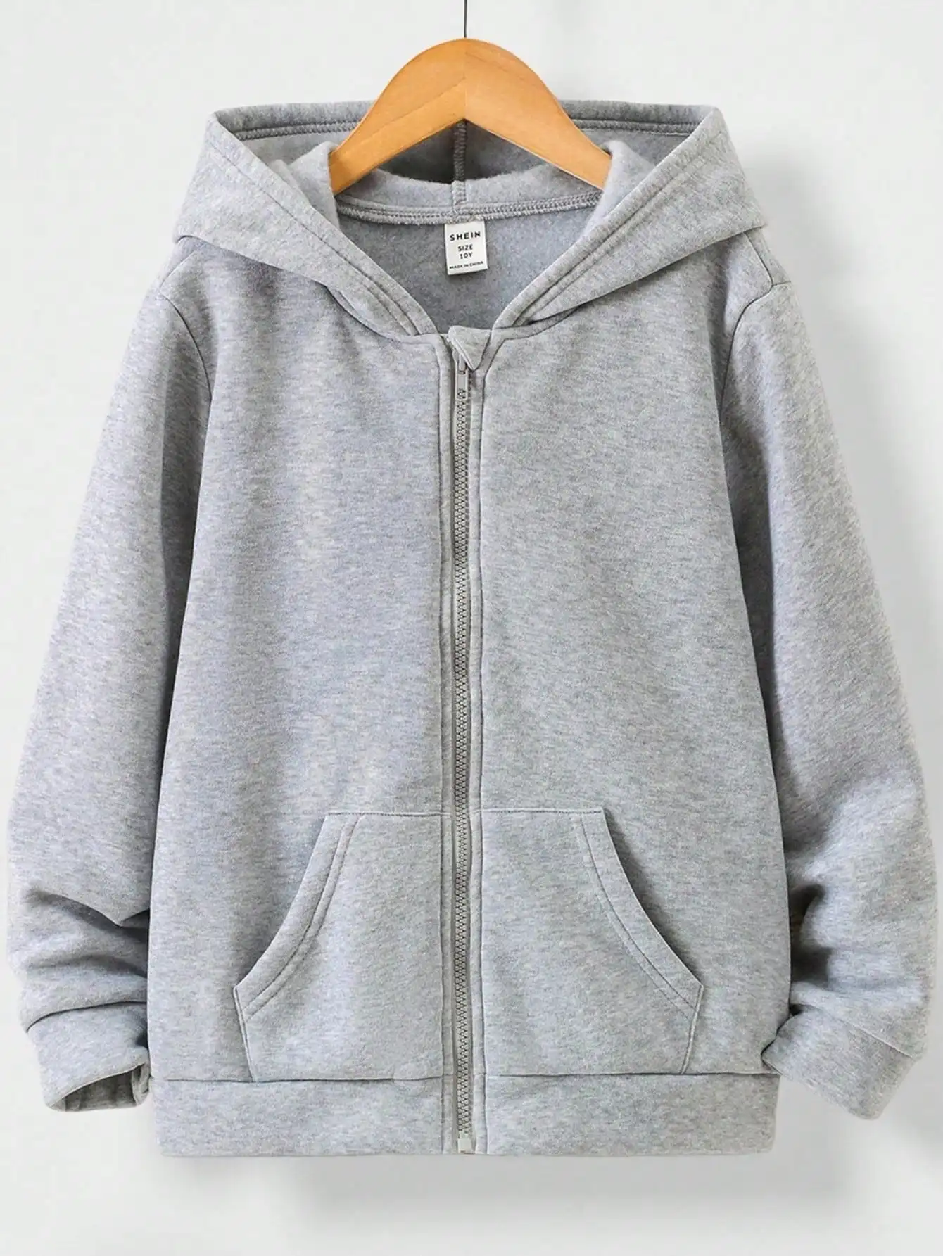 

Детская толстовка унисекс на молнии, однотонная серая, с карманом-кенгуру, для осени и зимы