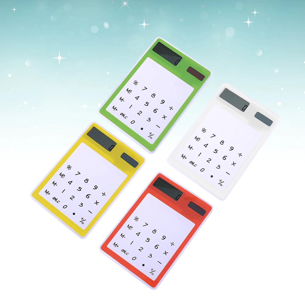 4pcs Touch Calculator Transparent Solar Powered Compact Lightweight For School Home Office Use Mini Desktop Calculator Portable