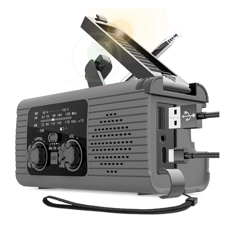 휴대용 야외 충전식 태양광 라이트 핸드 크랭크 다기능 전구 배터리 램프