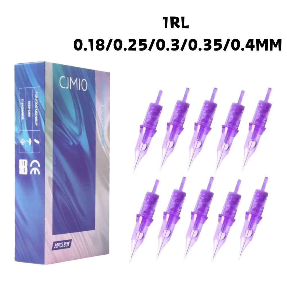 

Professional Tattoo Cartridge Needles 20PCS 0.18/0.25/0.3/0.35/0.4MM 1RL Round Liner For Eyebrow Eyeliner Permanent Makeup