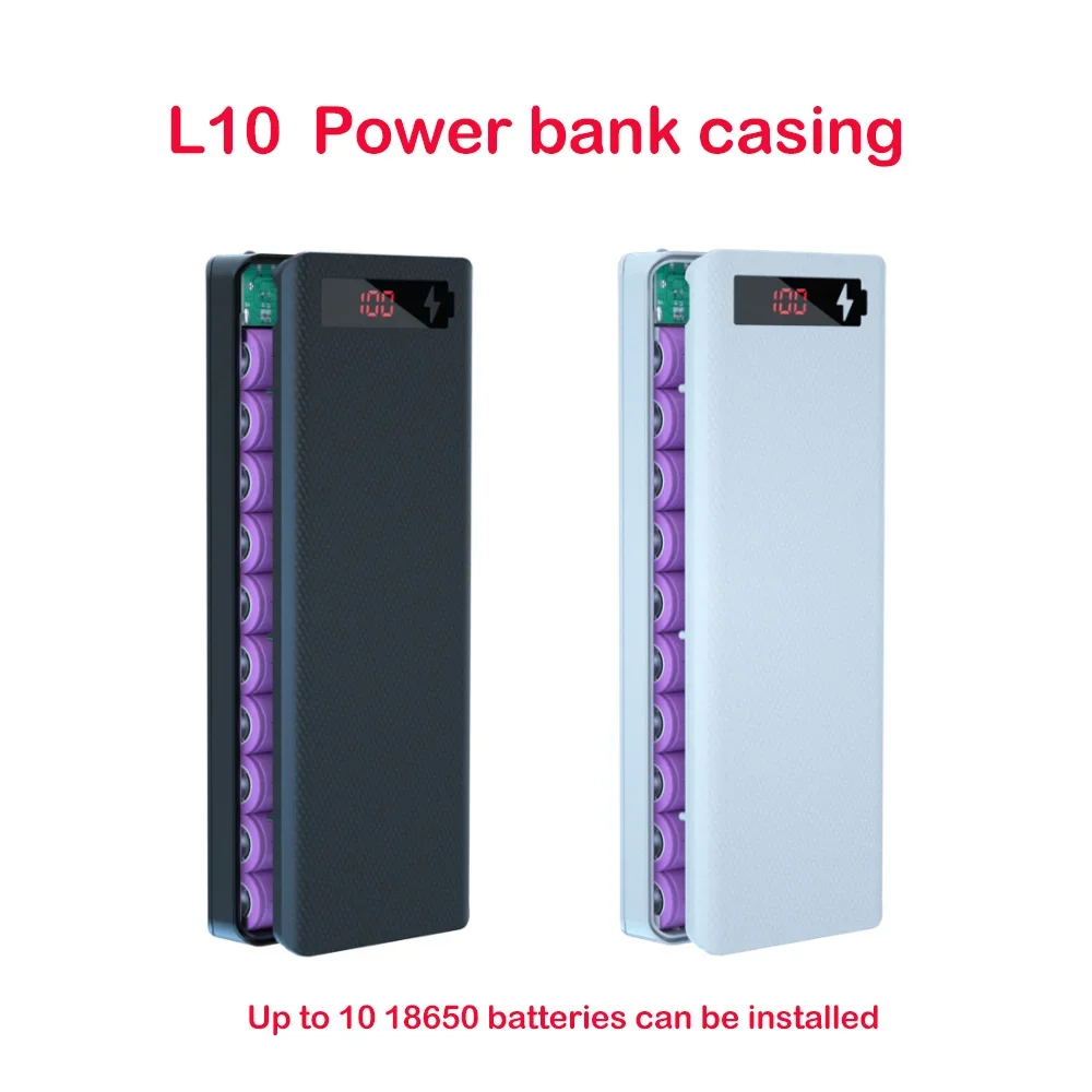 Detachable Dual USB LCD Display DIY 10x18650 Battery for CASE Power Bank for shell Portable External Box Without Protect