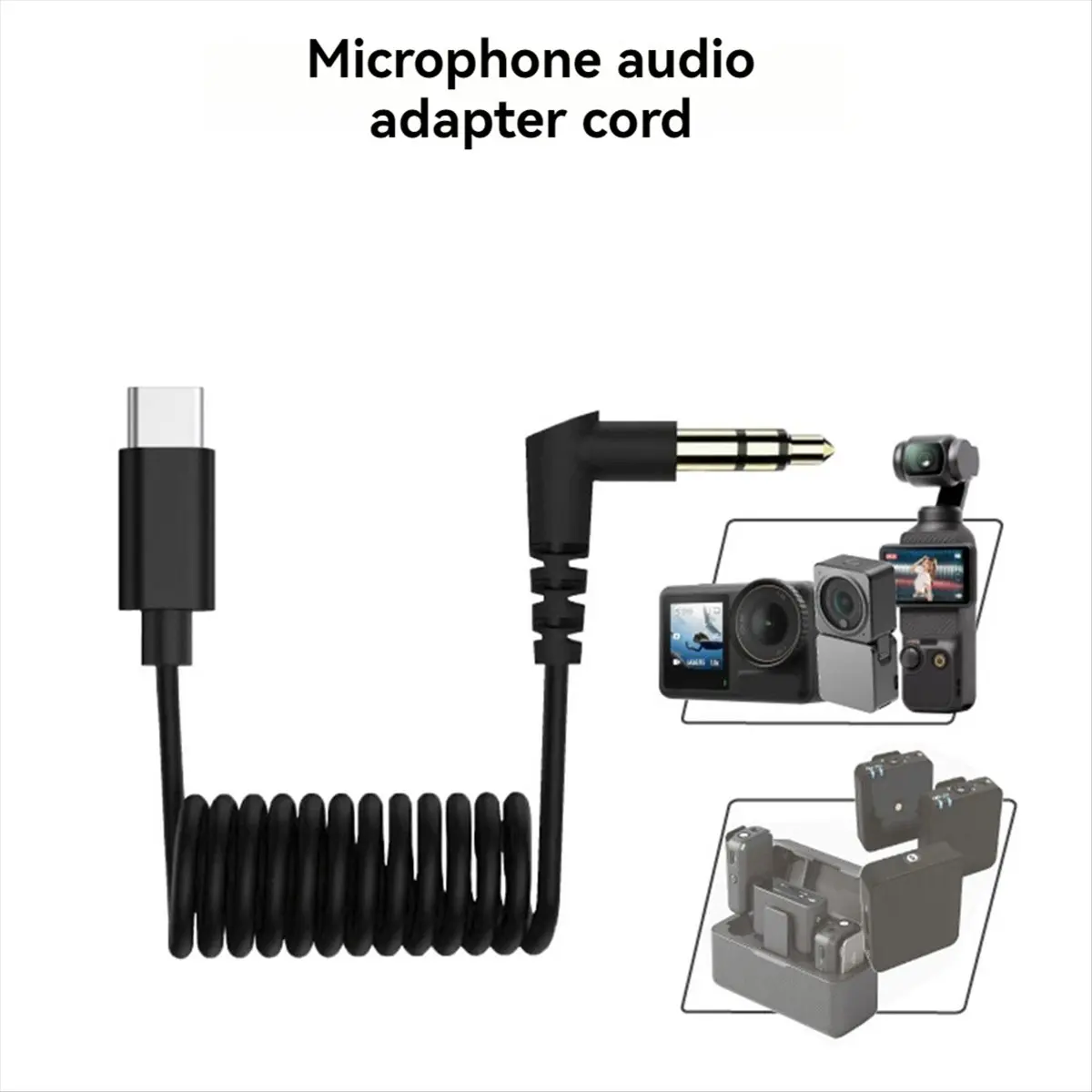 *ABDH كابل الصوت Type-C إلى 3.5 ملم لـ DJI OSMO Action 5 PRO/2/3/4 /5 جيب الكاميرا 3 ميكروفون محول ميكروفون الصوت