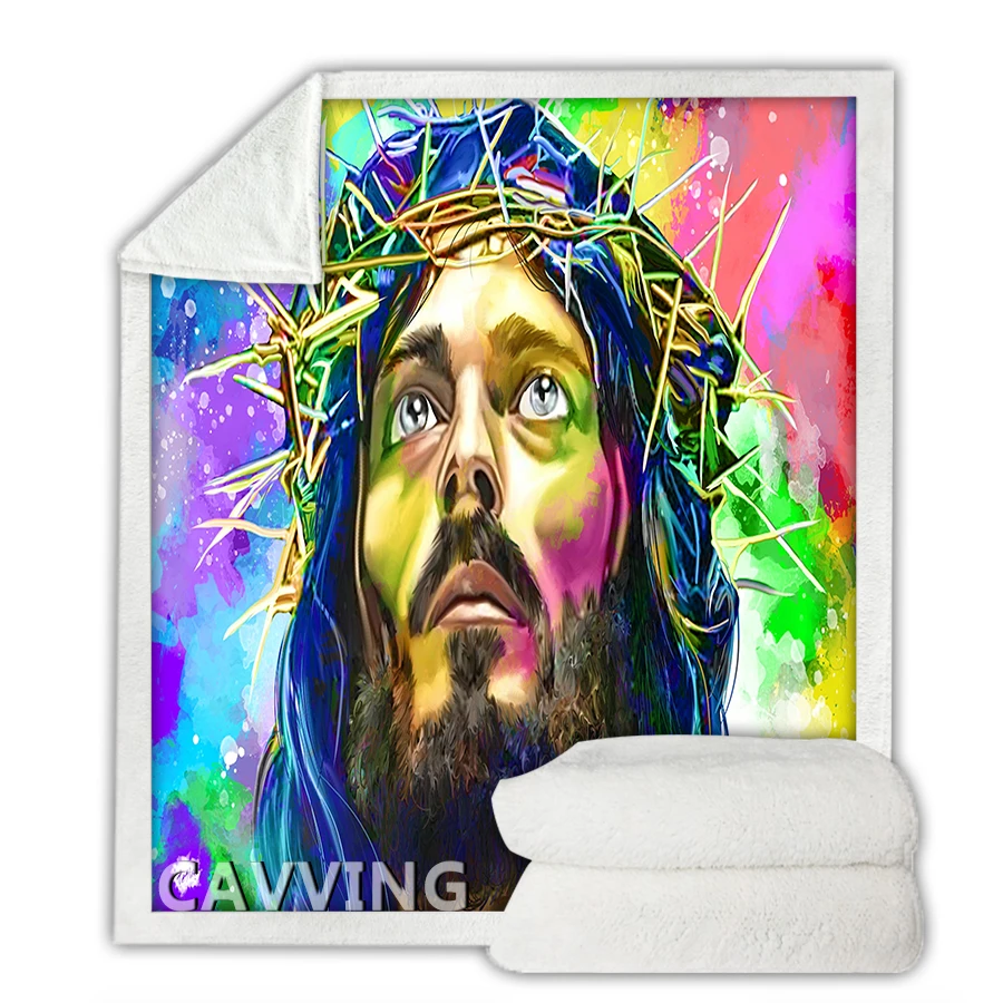 

Jesus 3D Printed Sherpa Blanket Rectangle Blanket Textiles Fleece Wearable Blanket Throw Blanket Home Decor J01