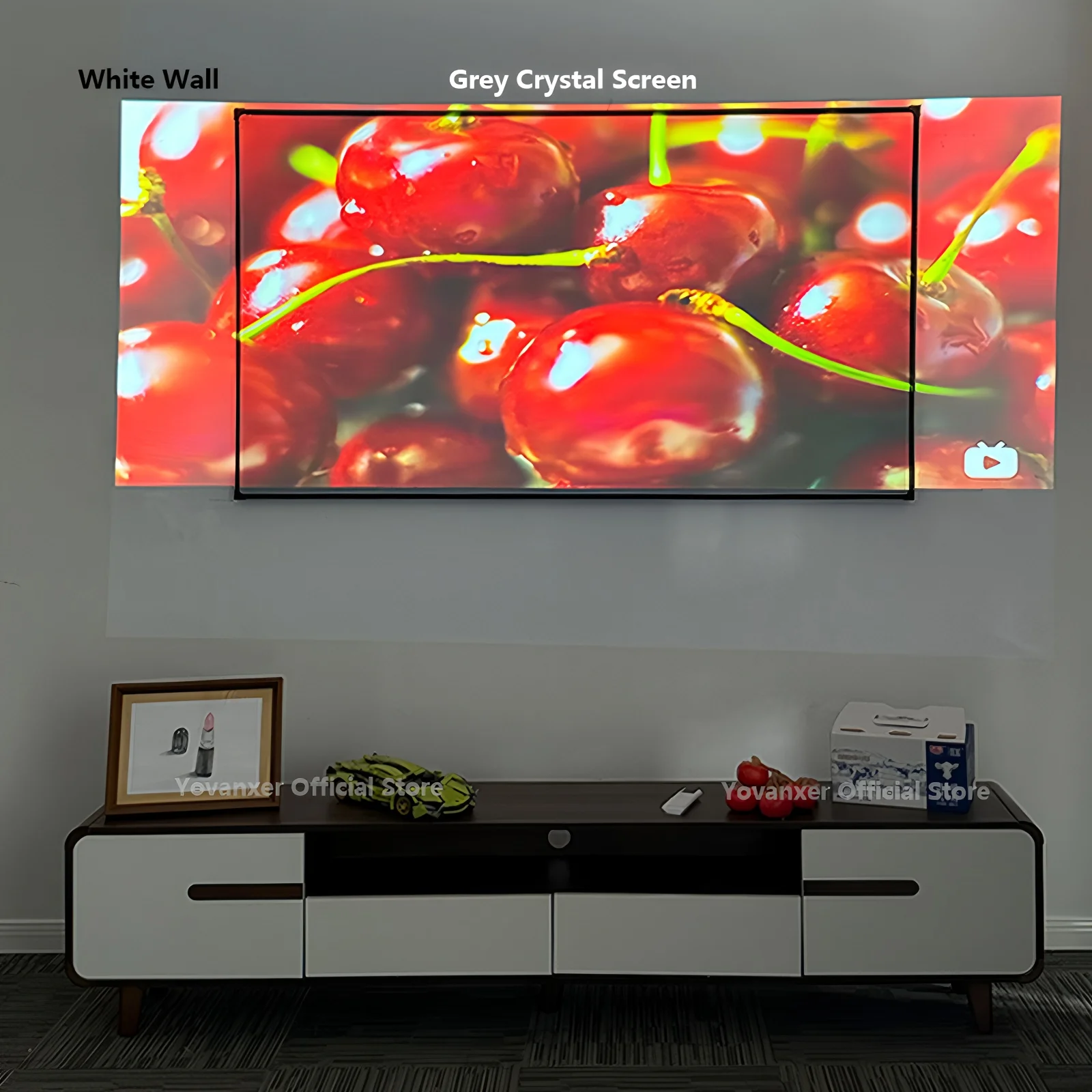 Grey Crystal Projection Screen Fixed Frame 1CM Ultra Narrow Bezel ALR 150 Inch Screen For Long Throw Projector 3D Home Theater