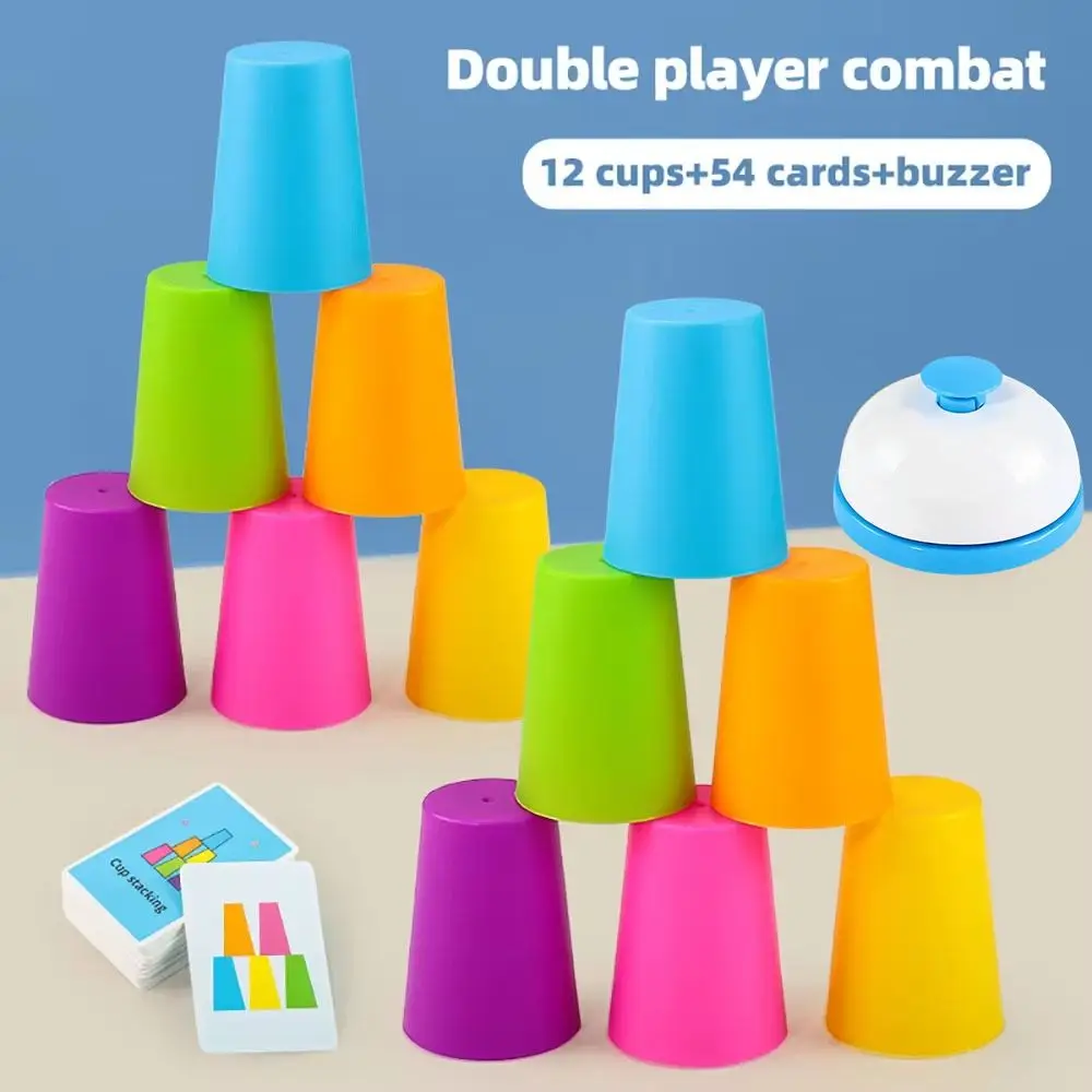 Color Learning Stacking Cup Game Intellectual Enlightenment Educational Board Game Logic Training Color Cognition 2Player Game