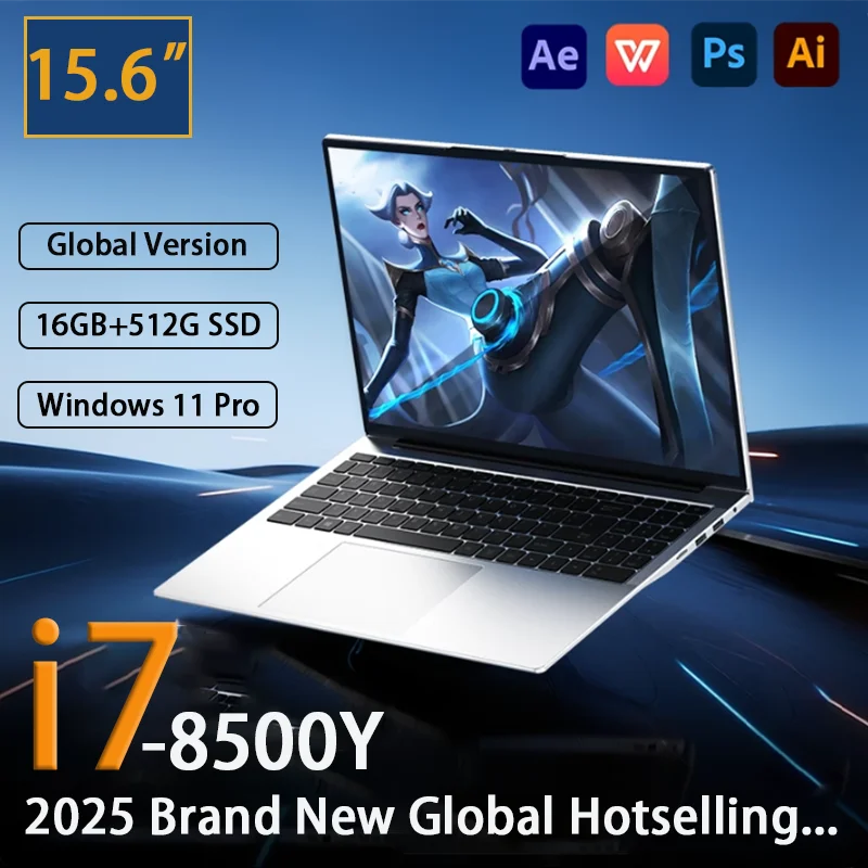 

3 Years Warranty 15.6" Windows 11 Pro Laptop Intel Core i7 8500Y Office Gamer Computer PC Fingerprint Unlock Notebook Computer