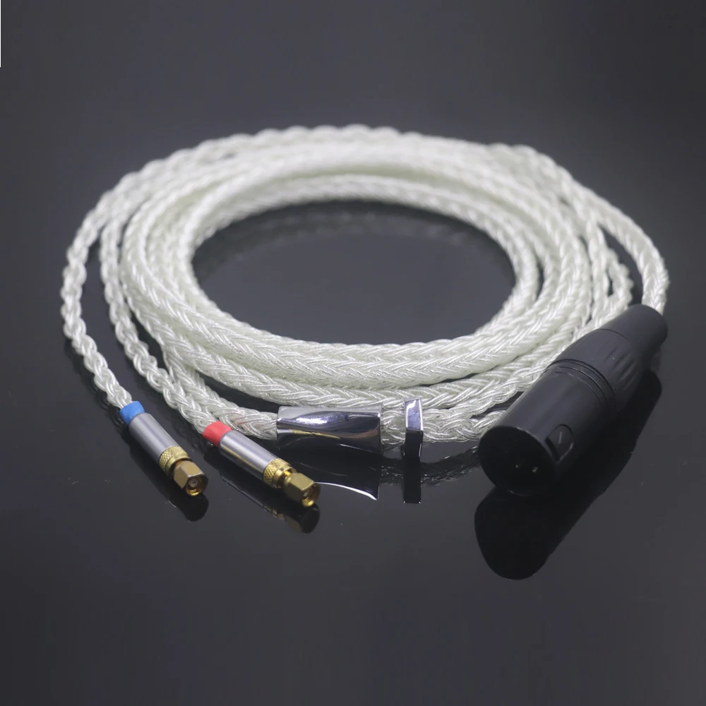 Haldane Xiaoman-Waist Thickened-Cable 16Core Pure Silver OCC Earphone Upgrade Cable for (with Screw) Hifiman HE6 HE5 HE400 HE500