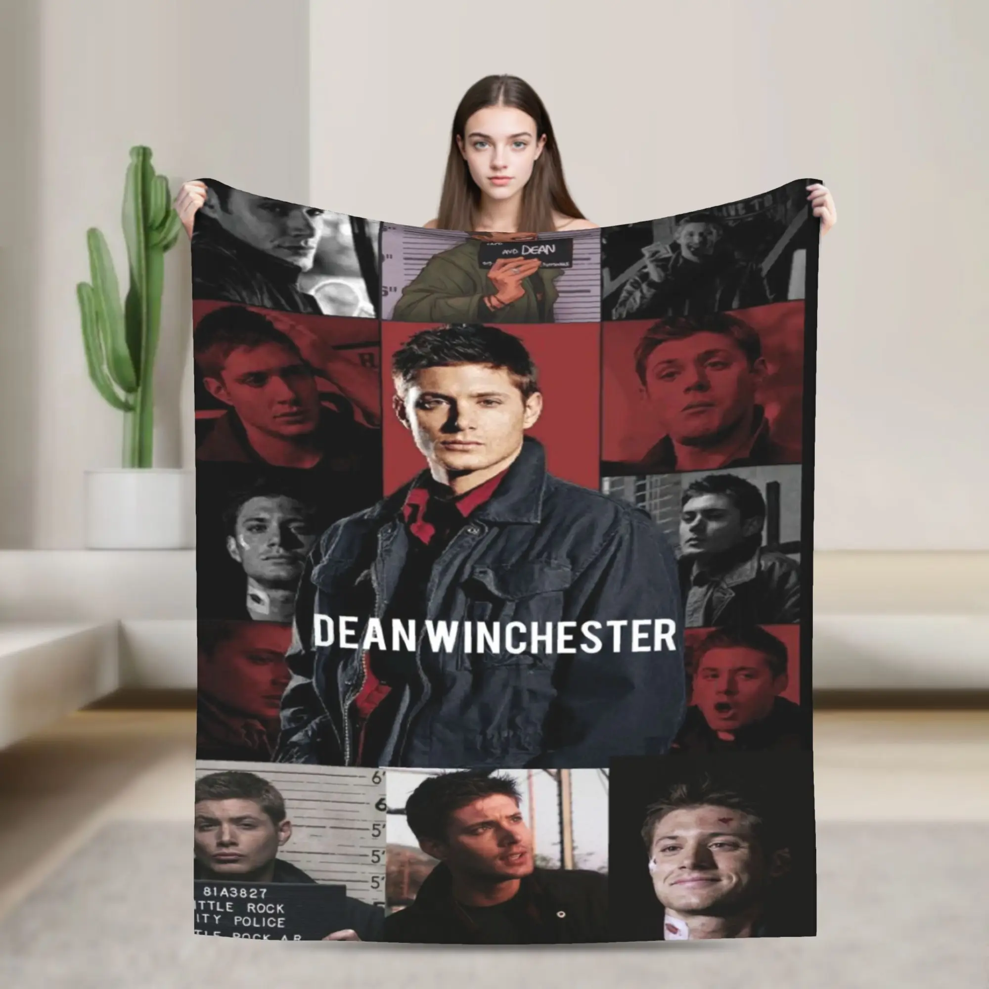 Supernatural Dean Winchester Sam Blankets Flannel  Cozy Soft Throw Blankets for Bedding Rug Piece