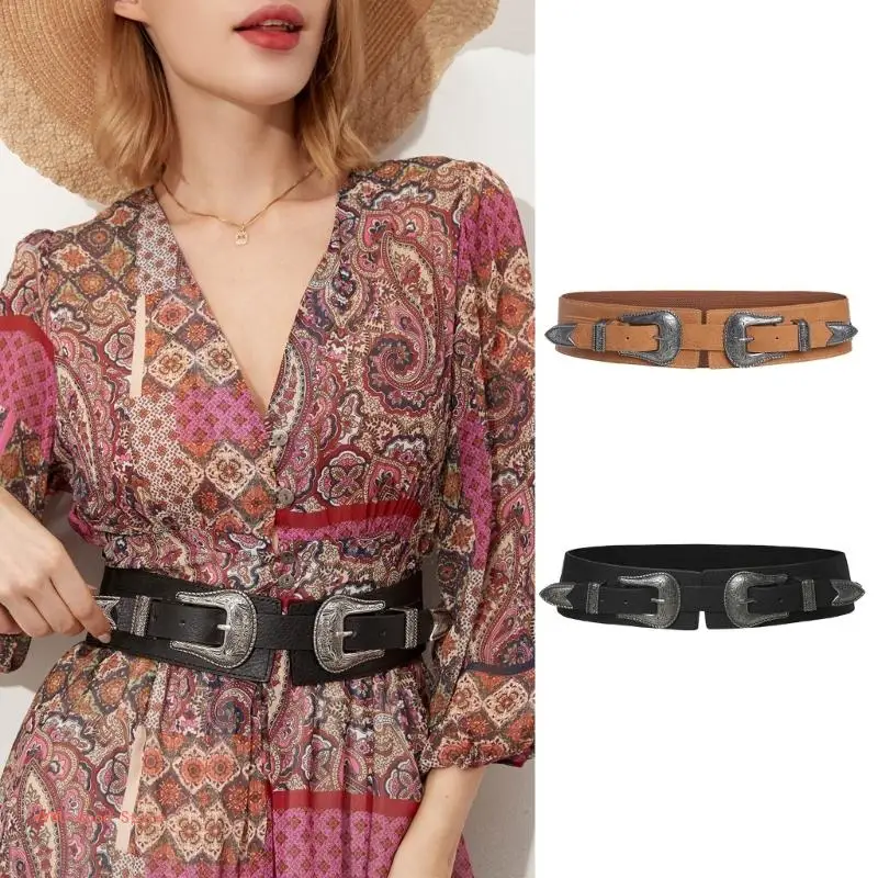 

AdjustBuckle Corset Waistband Elegant PU Cincher Girl Dress Belt Waist Decors