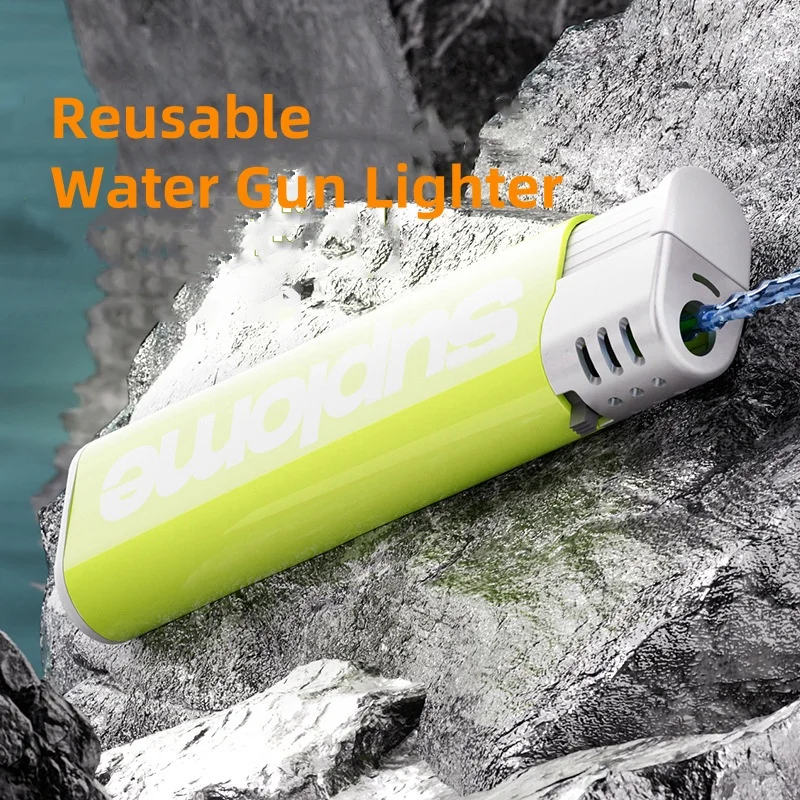 Prank Toy Water Gun Lighter Shaped Decompression Toy Water Squirt Gun Practical Joke Lighter Water Gun for Kids Adult Party Gift