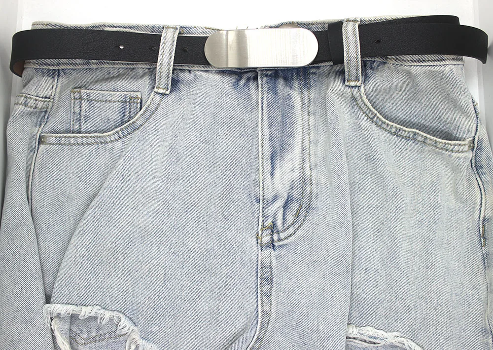 2023 Y2K Belt For Women Designer Pu Leather  Alloy Oval Buckle Waist Strap Female Girl Jeans Trouser Dress Decorative Waistband image 3