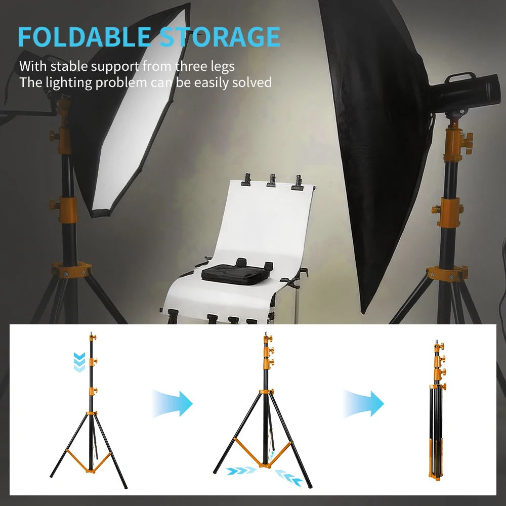 2.8M Color Heavy Duty Aluminum Alloy Tripod Light Stand With 1/4” to 3/8” Universal Screw Studio For Softbox Photo Flash Light