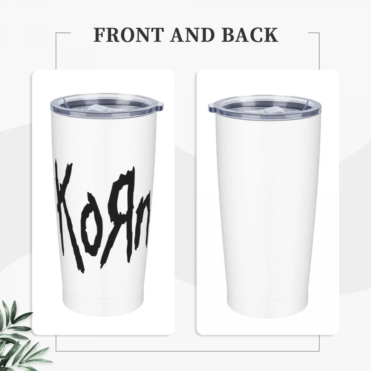 Korn Logo Insulated Tumbler with Straws and Lid Rock Music Stainless Steel Travel Coffee Mug 20 Oz Smoothie Tea Mugs