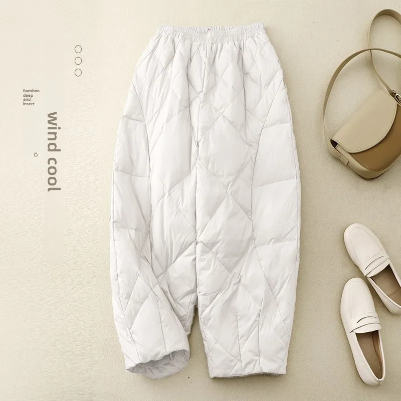 High-End down Cotton Trousers Loose Fit Winter Casual Boot Pants Seven Or Nine Points High Waist Thiened Outerwear