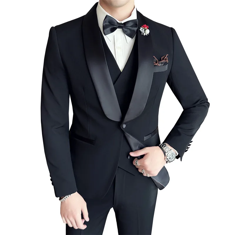 Terno de vestido de noite formal masculino, terno de cavalheiro, noivo, casamento melhor, 3 peça