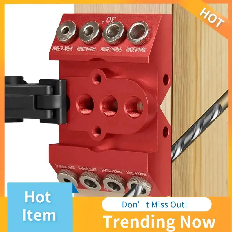 30 45 90 Degree Angle Drill Guide Jig Drill Block For Straight Angled Holes With Detachable Drill Positioning Bar Red Metal